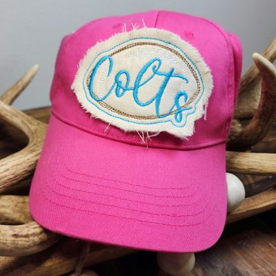 Colts football hat patch in the hoop embroidery